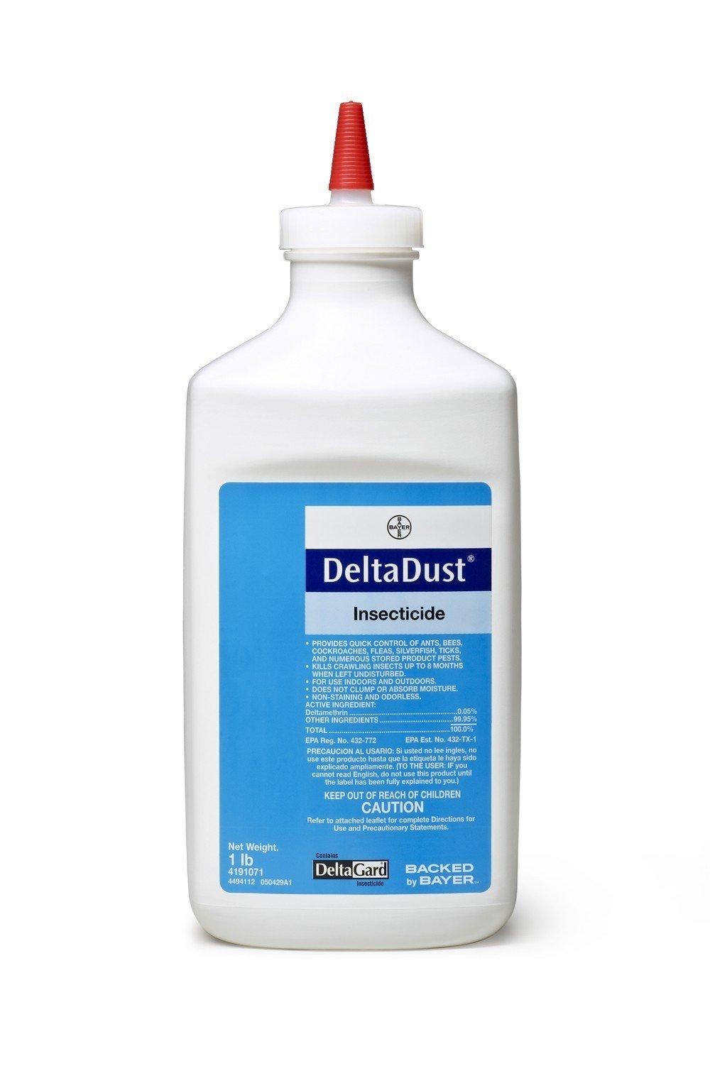 Bayer Delta Dust front packaging with puffer duster showing precise application benefit