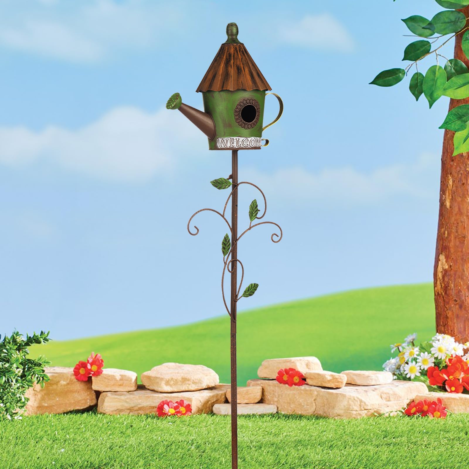 BAYN beside garden chair showing 57-inch scale and placement guidance