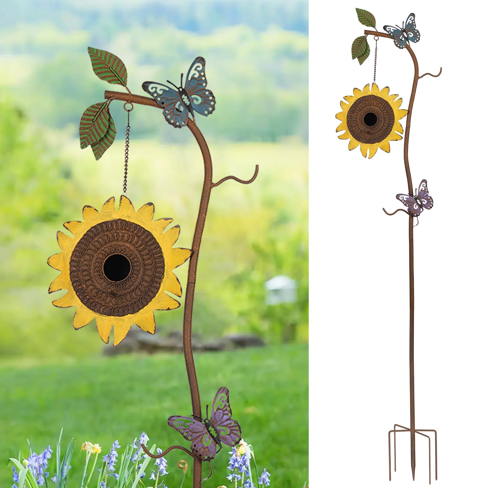 BAYN sunflower birdhouse front view showing decorative entrance and charm