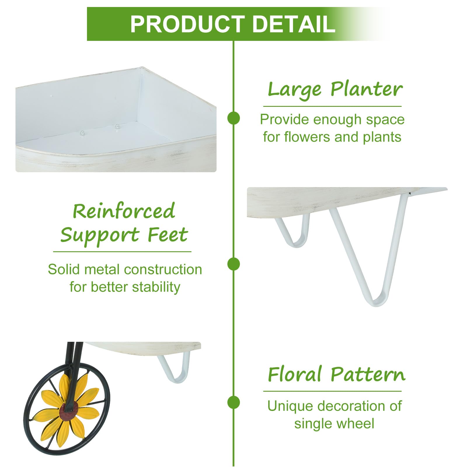 BAYN wheelbarrow next to potted plant for scale, helps visualize actual planter dimensions