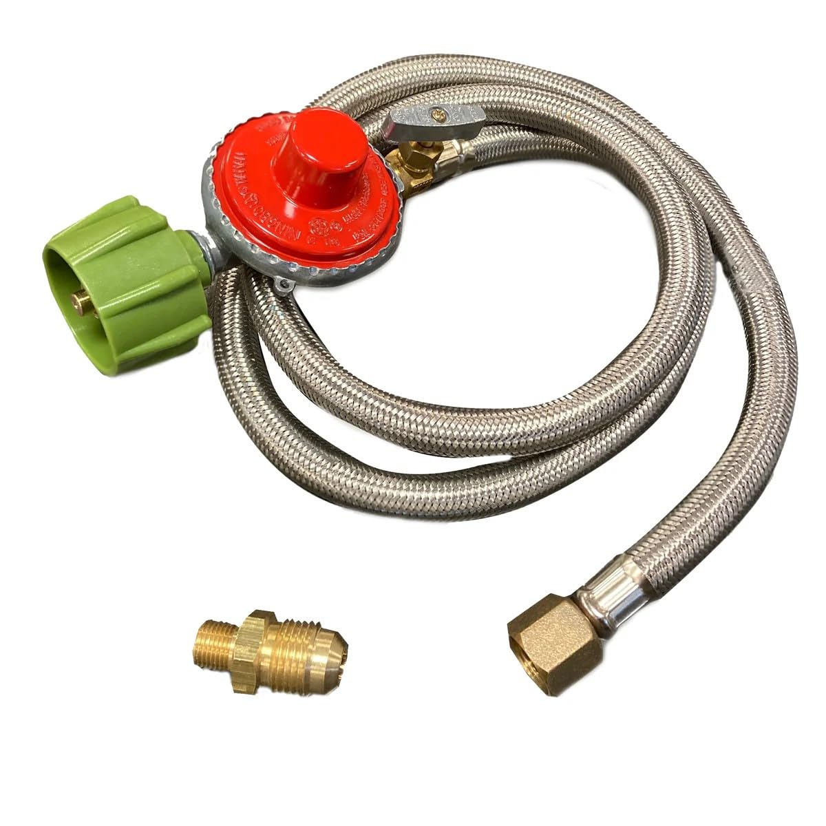 Bayou Classic front view of regulator hose for reliable propane control