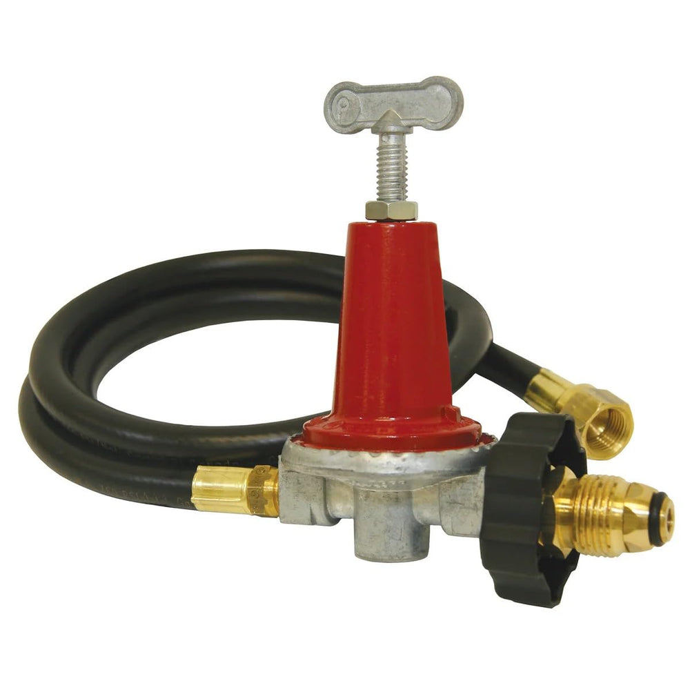 Bayou Classic regulator front assembly showing controls and hose for precise pressure control