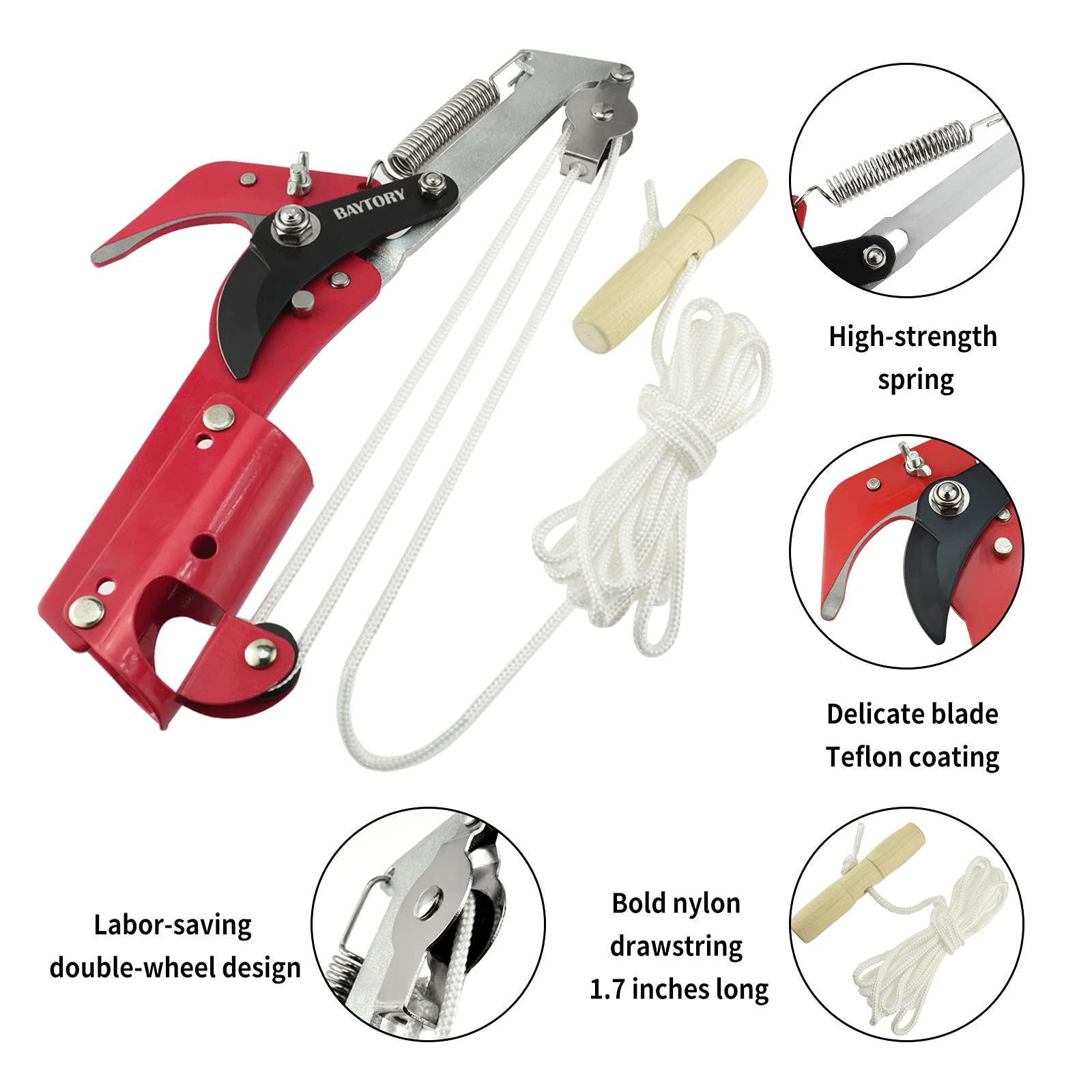 BAYTORY hand-held use trimming small vines demonstrating comfortable ergonomic grip benefit