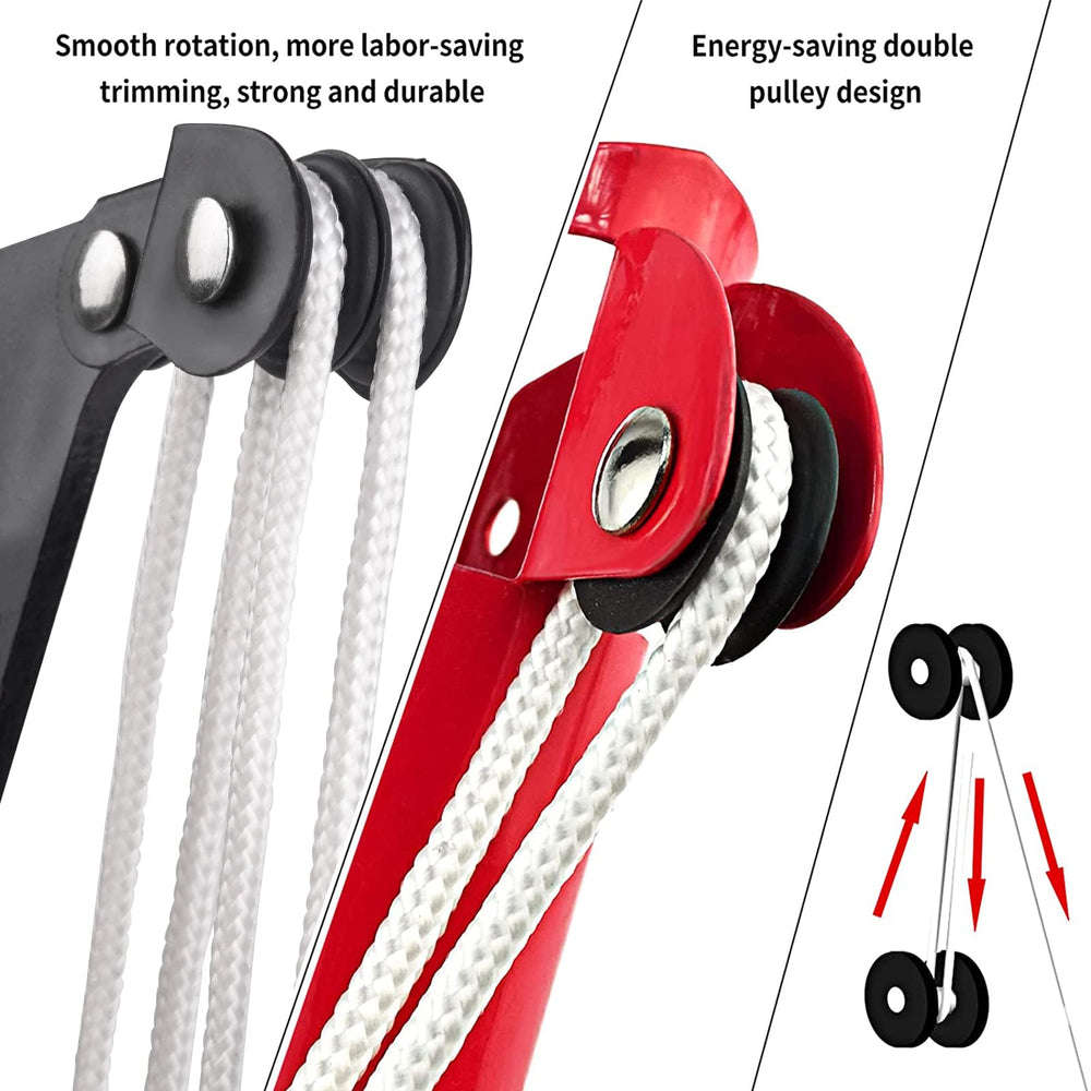BAYTORY pruner head mounted on pole cutting a high branch, safer reach and convenience benefit