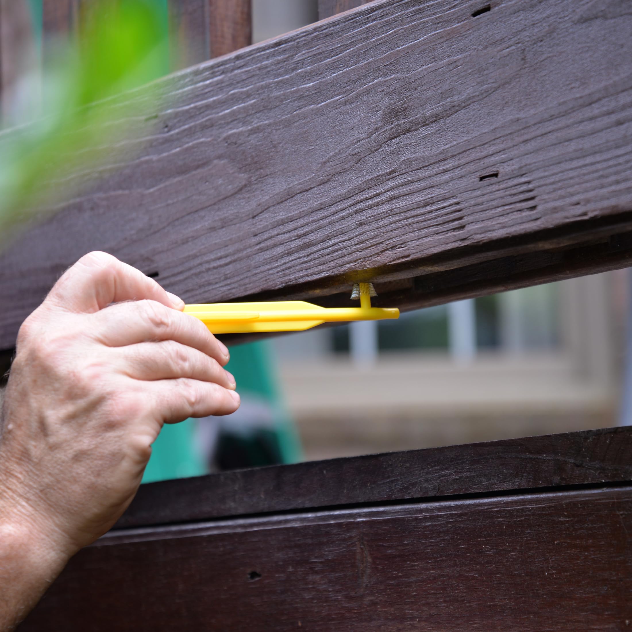 BB PRO plug flush in cedar siding detail, preserving exterior wood appearance