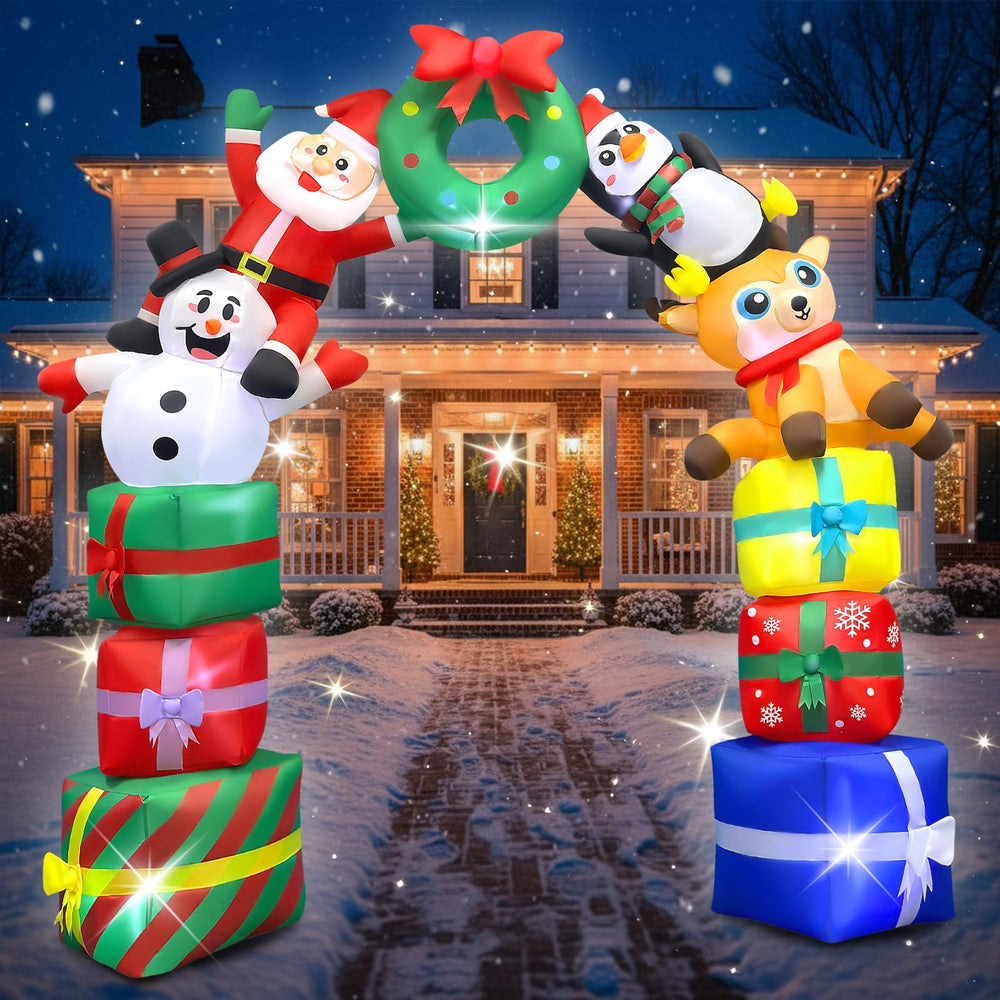 bbioc archway front view showing Santa penguin snowman reindeer and festive entrance benefit