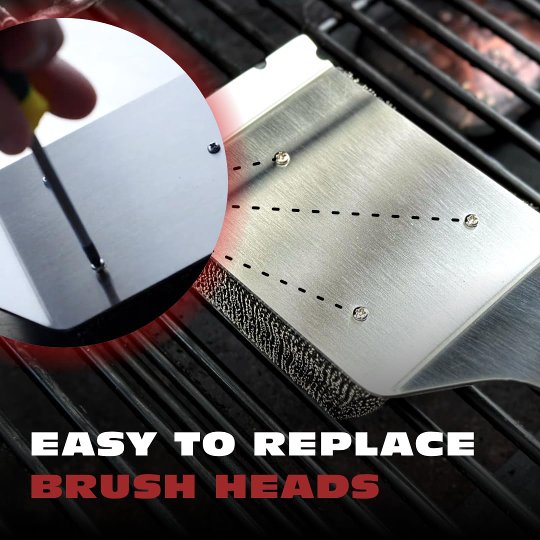 BBQ-Aid stainless scraper edge detail breaks up stubborn carbon buildup
