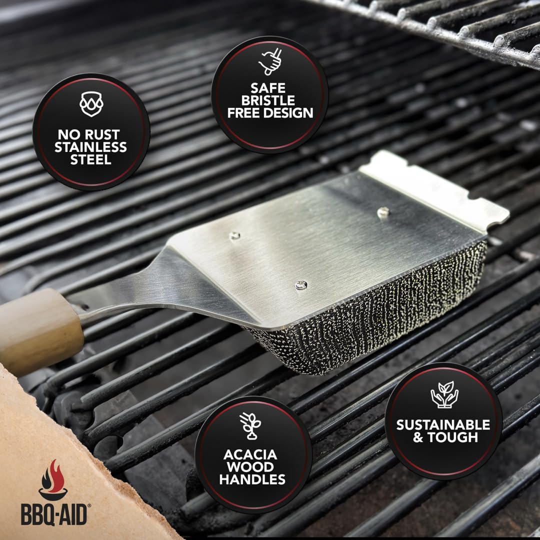 BBQ-Aid hanging storage on pegboard for neat, accessible grilling setup