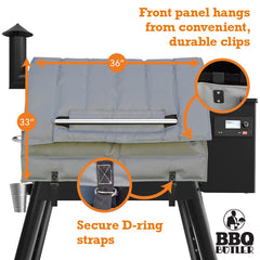 BBQ Butler installed on a Traeger 34 Series side view demonstrating improved heat hold