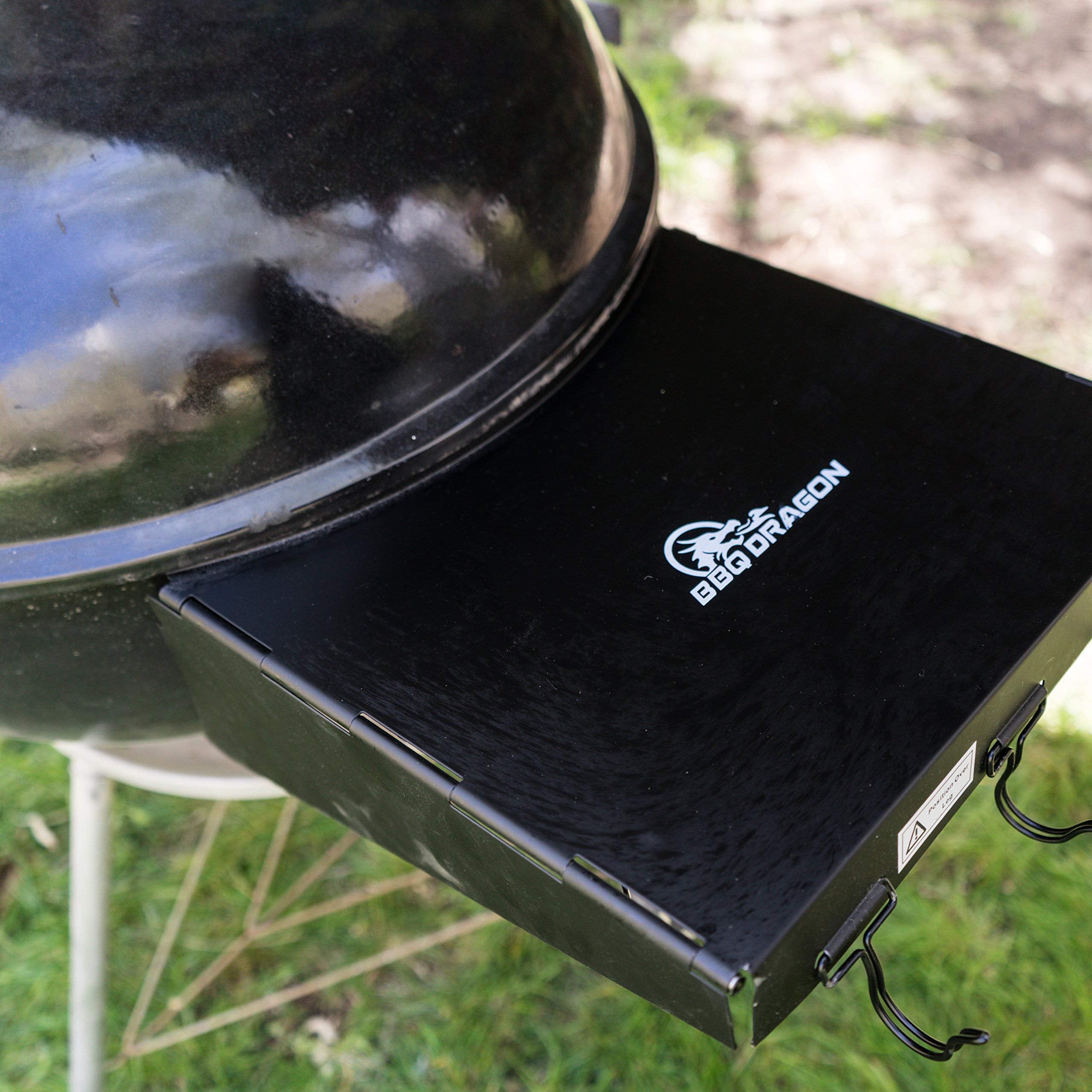 BBQ Dragon black enamel finish detail resisting rust and outdoor wear
