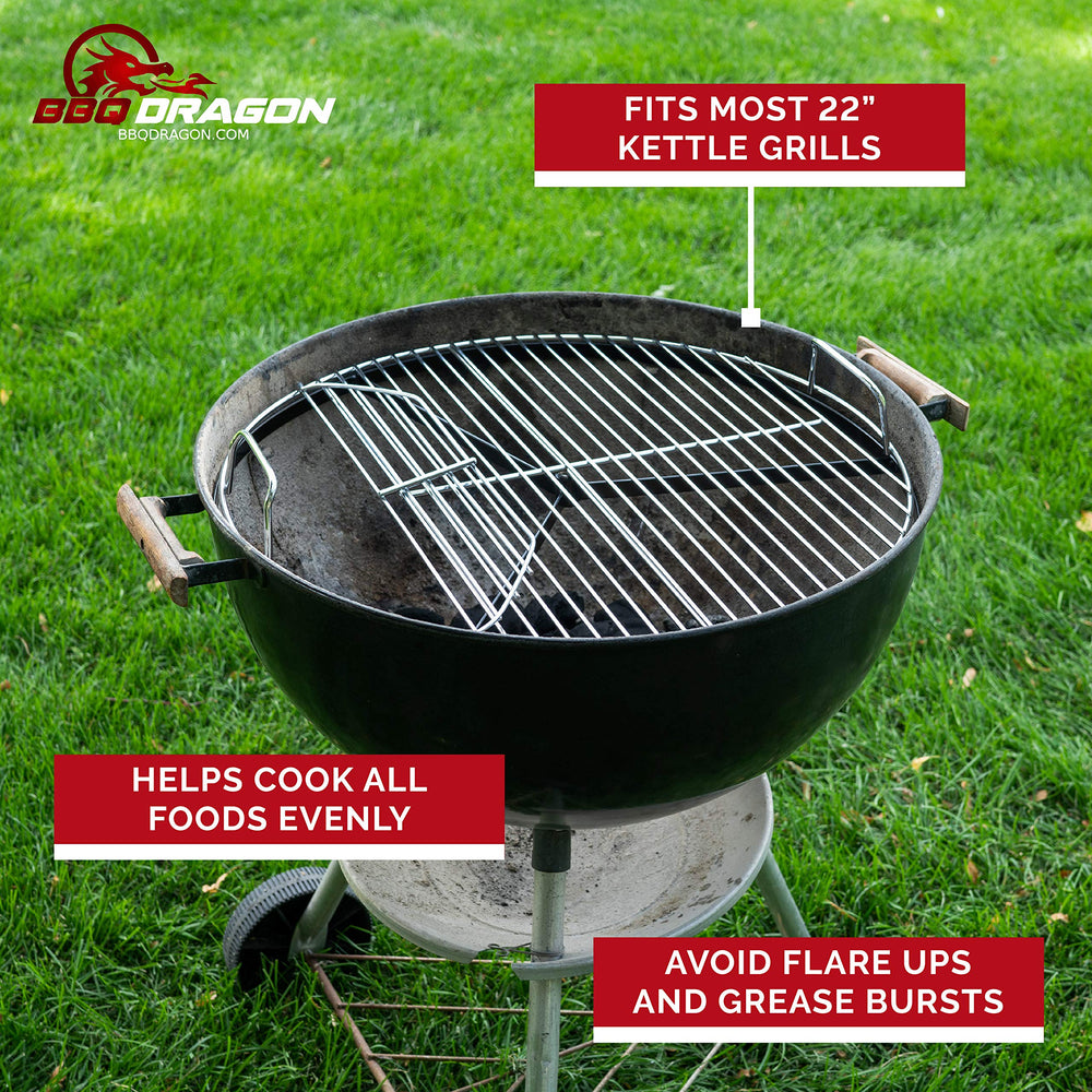 BBQ Dragon installed in a Weber kettle showing fit and quicker grilling benefit