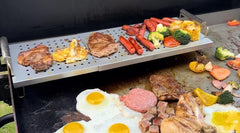 BBQ Future adjusted rack length on 28-inch griddle demonstrating custom fit