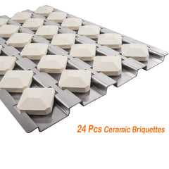 BBQ Future ceramic briquettes close detail showing heat retention and drip vaporization