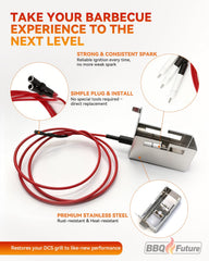 BBQ Future collector box detail demonstrating focused spark delivery benefit