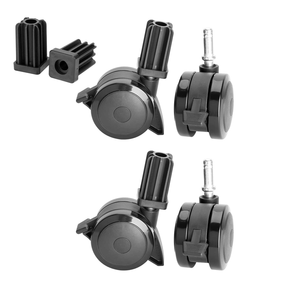 BBQ Future front packaging showing four replacement locking casters and inserts, restoring mobility