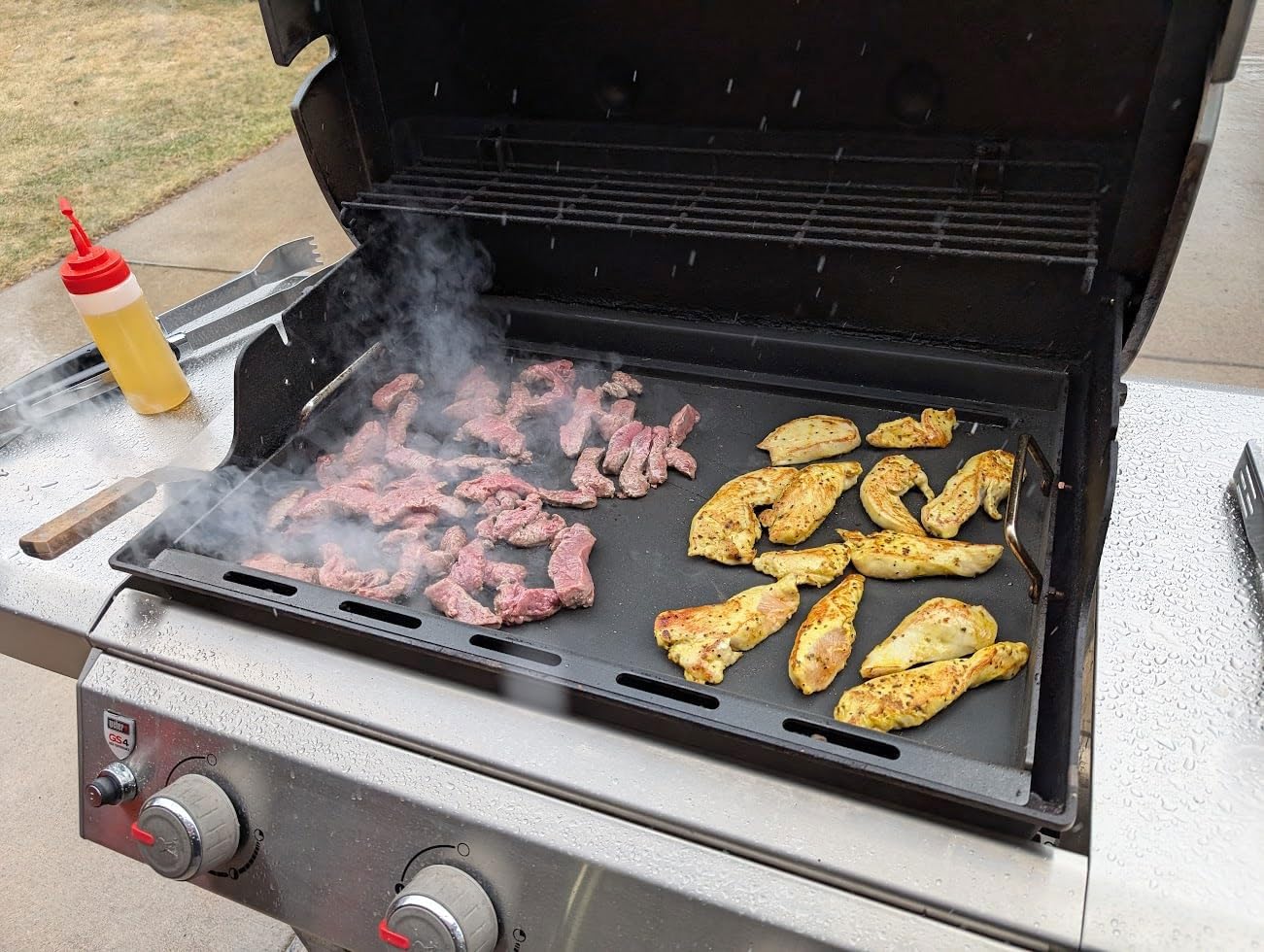 BBQ Future griddle cooking eggs demonstrating nonstick and quick cleanup benefit