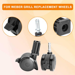 BBQ Future caster insert close-up showing dimensions and fit to match Weber part 70360 accurately