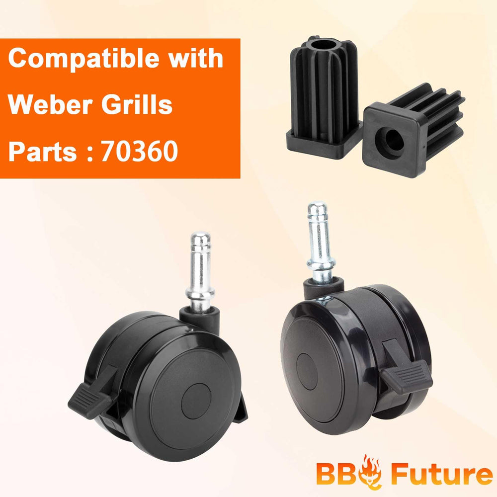 BBQ Future caster locking mechanism detail illustrating manual lock for safe stationary use