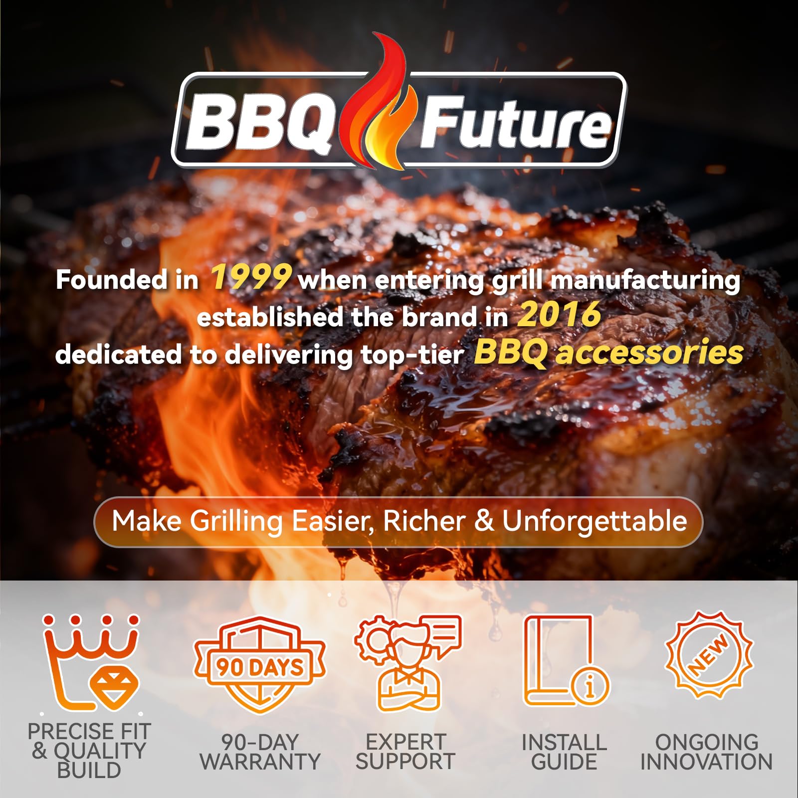 BBQ Future steel finish close-up illustrating rust-resistant durability