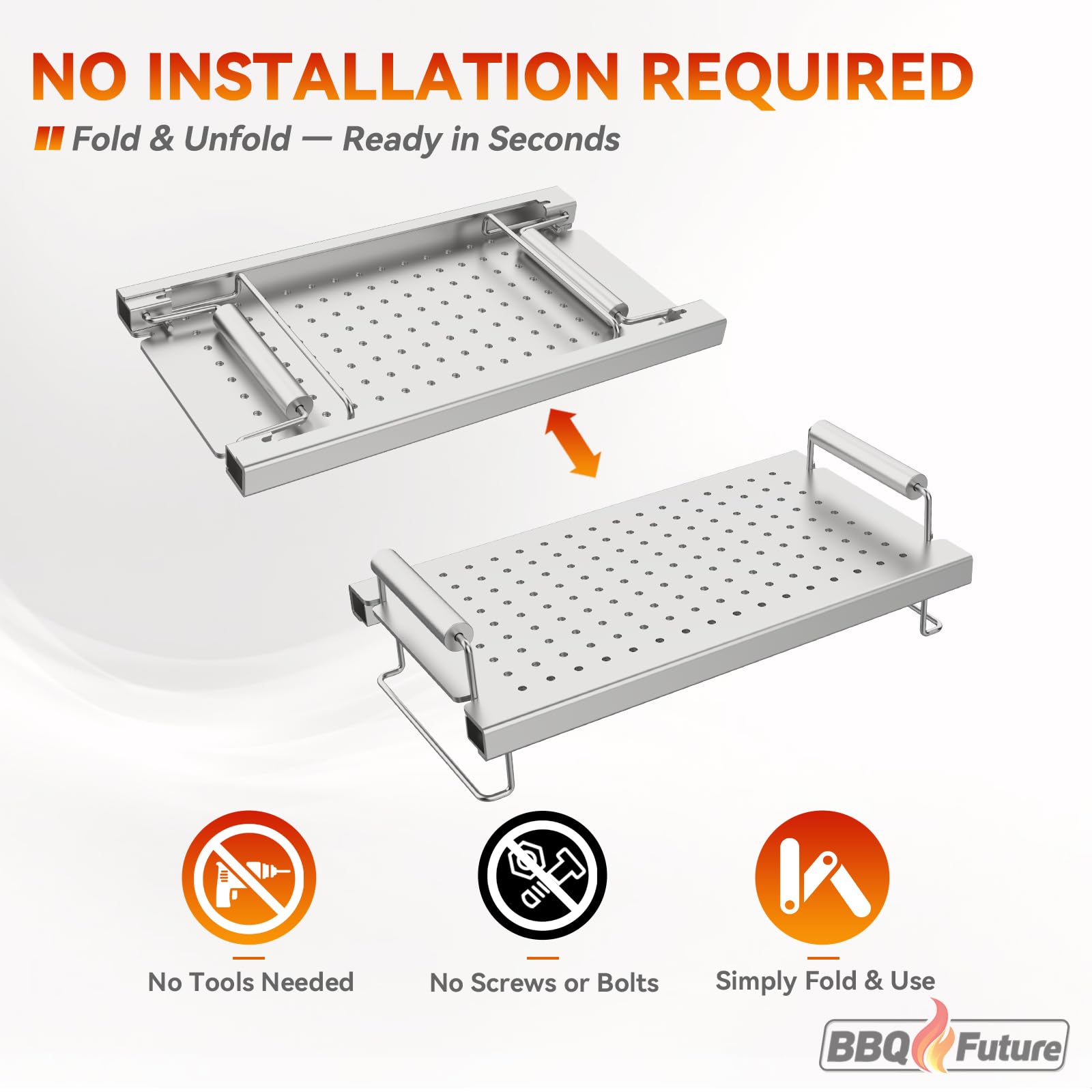 BBQ Future scale comparison with ruler showing adjustable 14.5 to 25 inch range