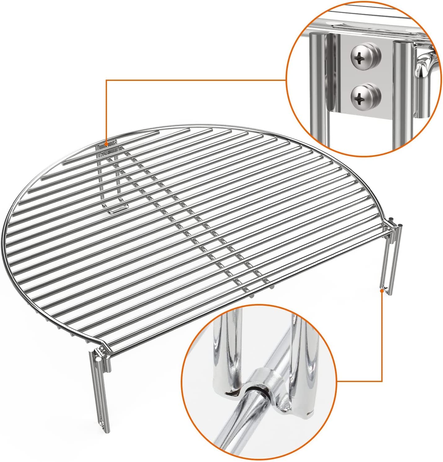 BBQ Future side stand detail showing secure slotted feet for stable placement