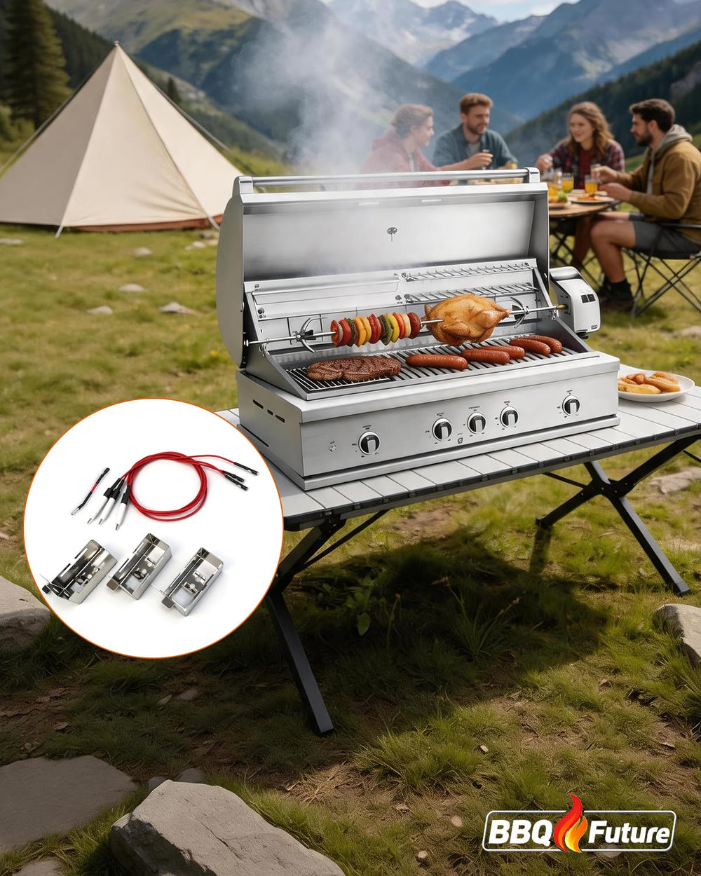 BBQ Future igniter kit beside ruler indicating correct size and fit for models