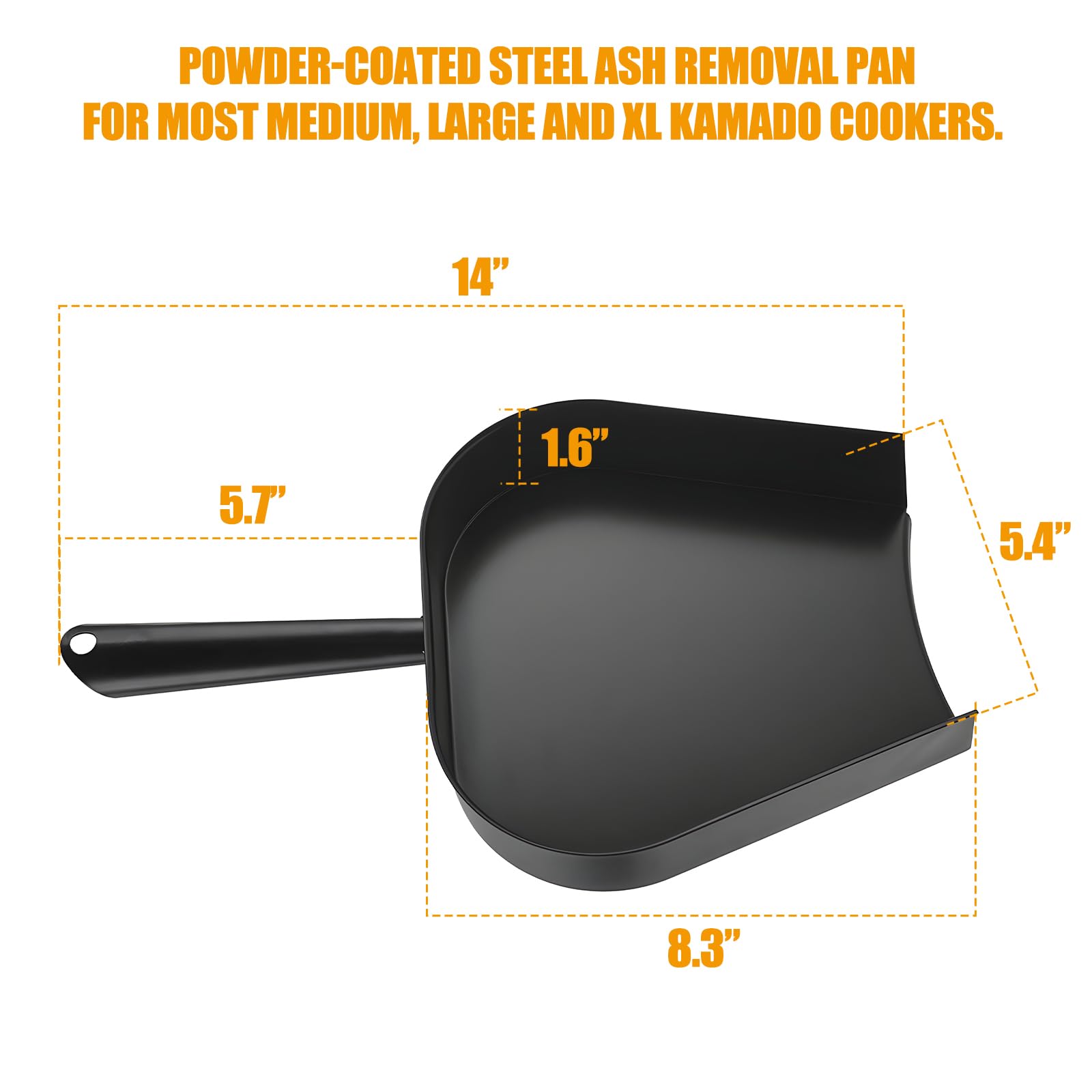 BBQ-PLUS ash pan curved opening close-up fits sliding vent for precise ash capture