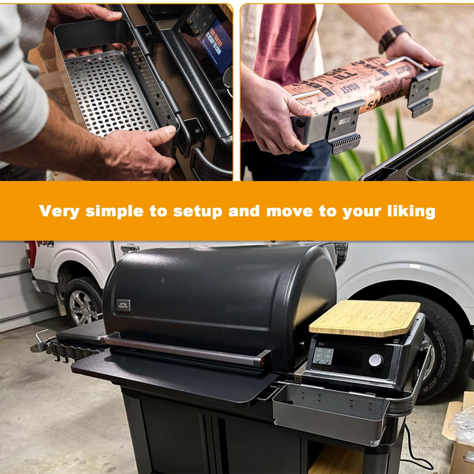 BBQ-PLUS pop-and-lock attachment close-up showing tool-free secure fit