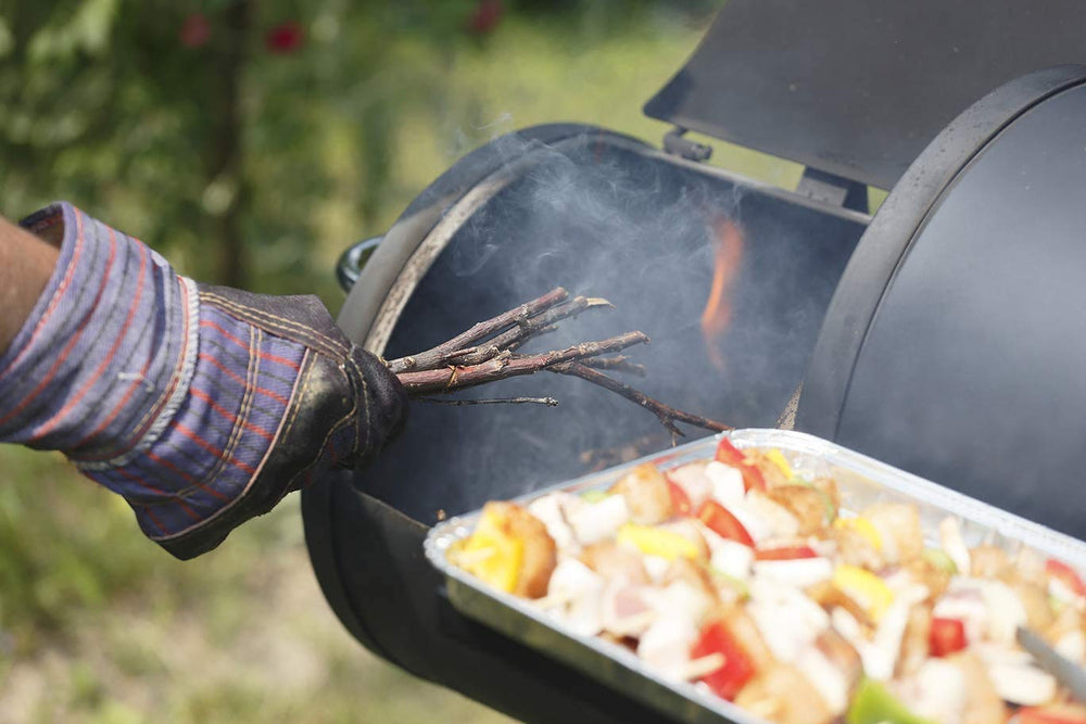 BBQ-PLUS maze bars in smoker during cook showing extended burn time benefit