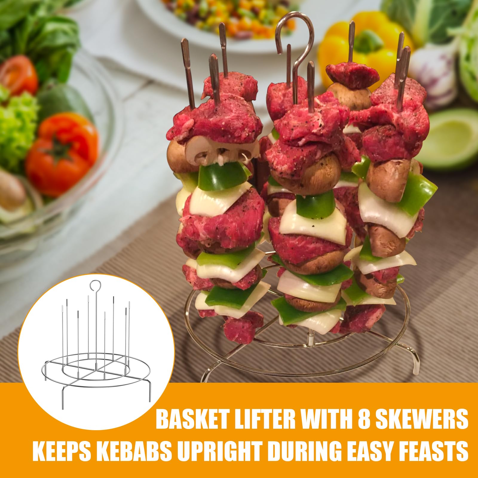 BBQ-PLUS leg racks installed on fryer expanding cooking surface benefit