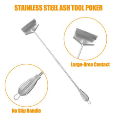 BBQ-PLUS stainless steel poker with non-slip handle keeps hands safe from heat