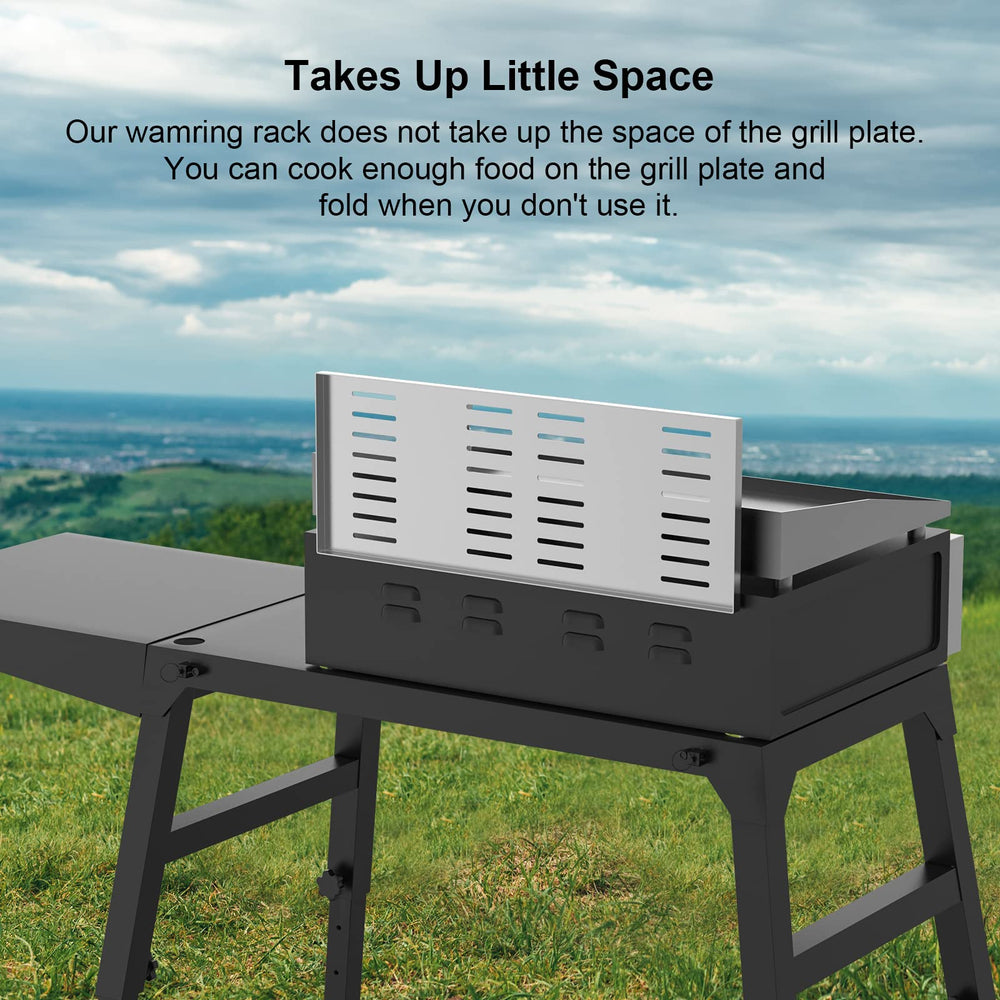 BBQ-PLUS size comparison with hand illustrating shelf dimensions and scale