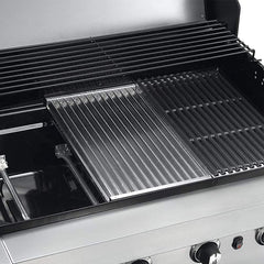 BBQ-PLUS grates beside a ruler showing 17-1/16 inch size for correct fit