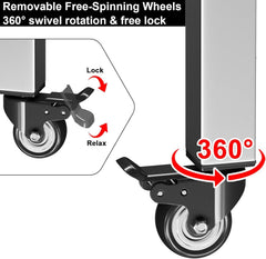 BBQ-PLUS wheel detail with lock showing easy movement and secure positioning