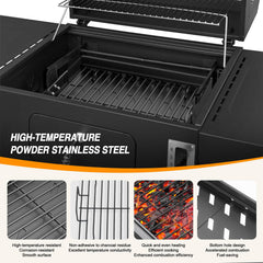 BBQ-Yummy close-up of vents and rack rods improving airflow for even charcoal burn