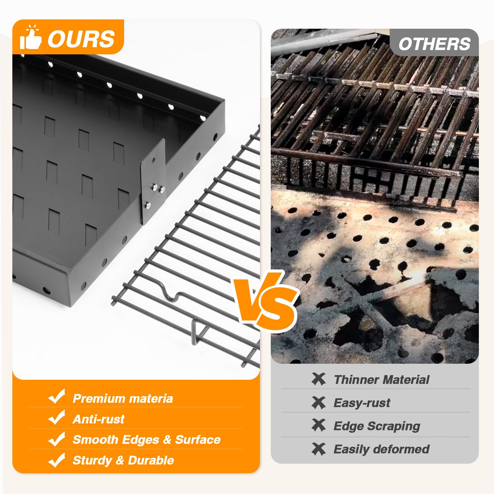 BBQ-Yummy handle detail for safe lifting and convenient charcoal refilling