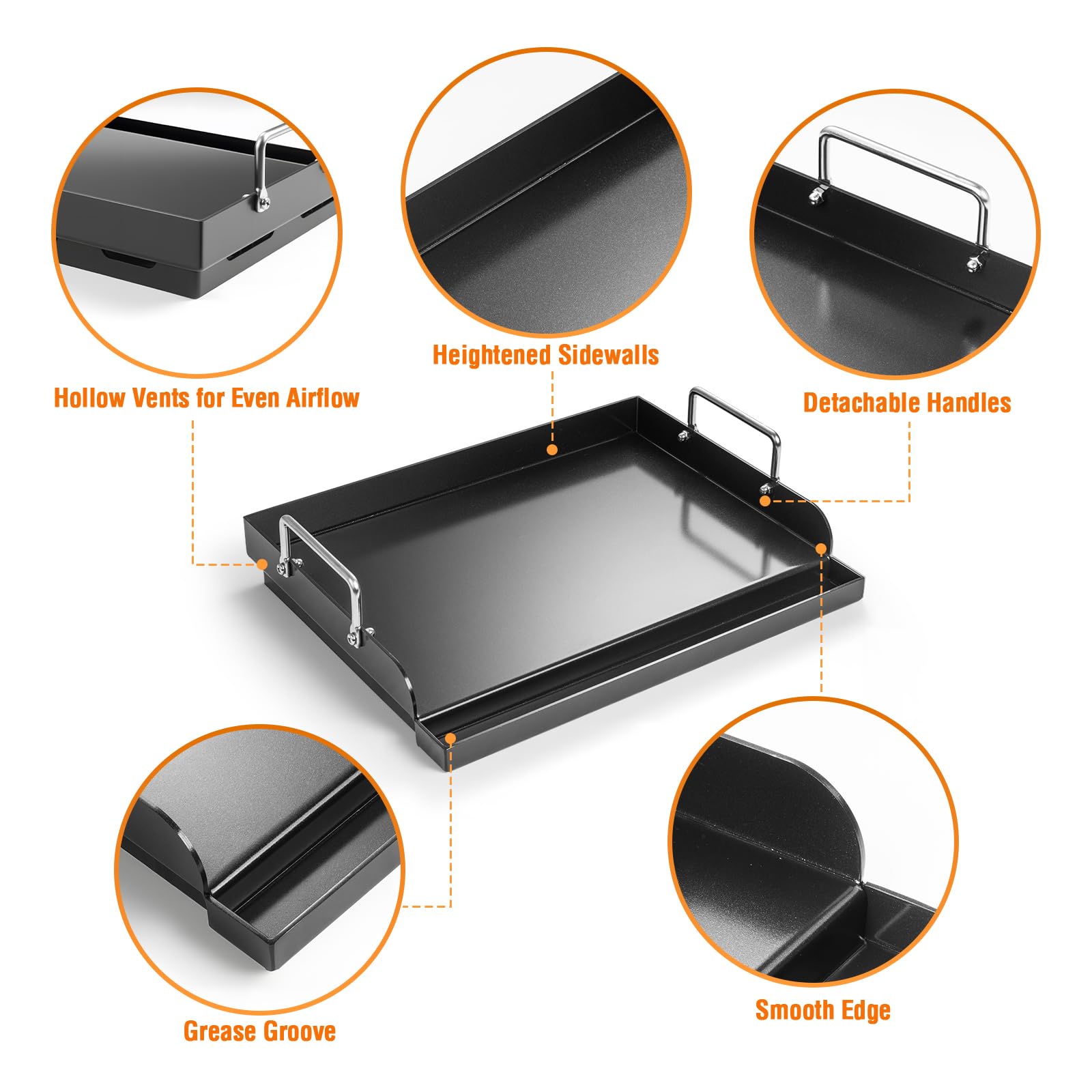 BBQ-Yummy detachable side handles detail for safer lifting and transport