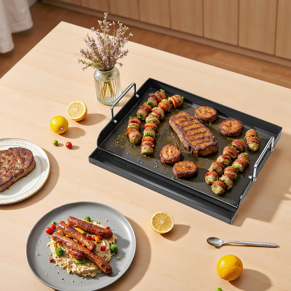 BBQ-Yummy griddle installed on a gas grill demonstrating fit and heat distribution