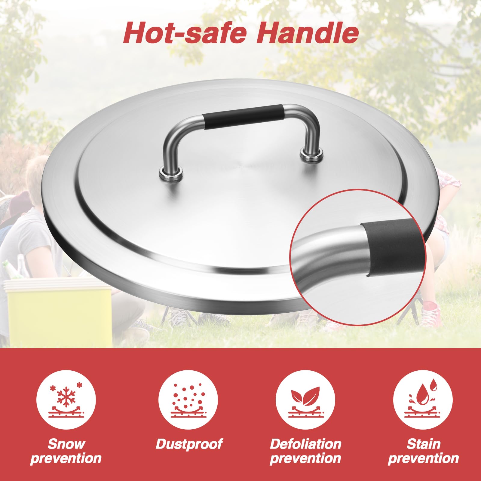 BBQ-Yummy lid next to ruler demonstrating 19.68 inch diameter fit