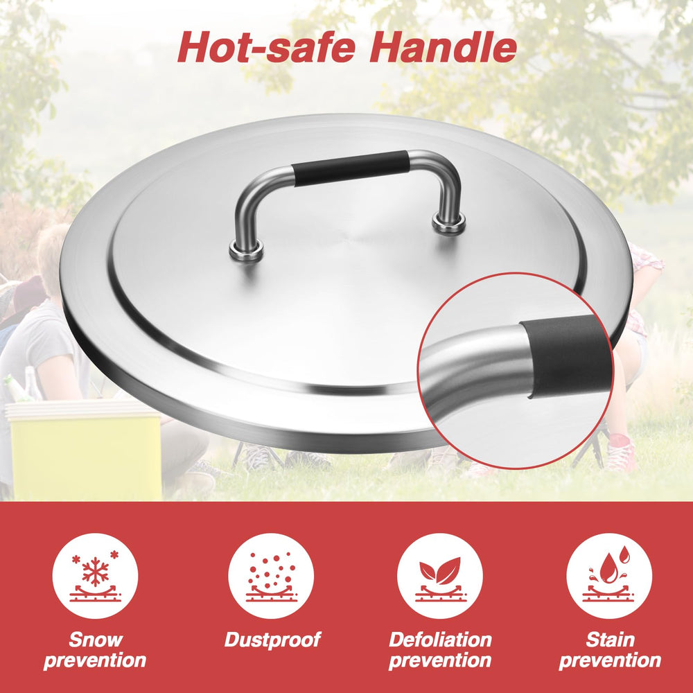 BBQ-Yummy lid next to ruler demonstrating 19.68 inch diameter fit