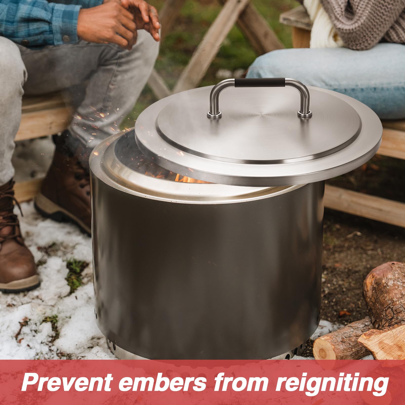 BBQ-Yummy lid used as tabletop holding drinks to save space