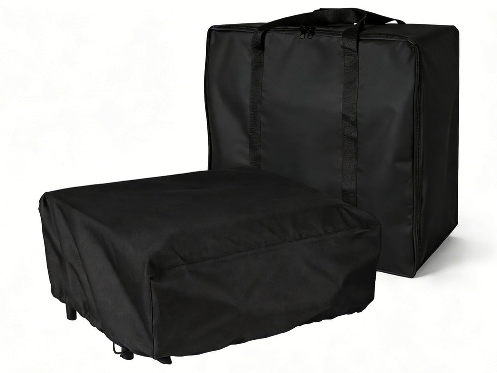 bbq777 front view of cover and carry bag showing protection benefit
