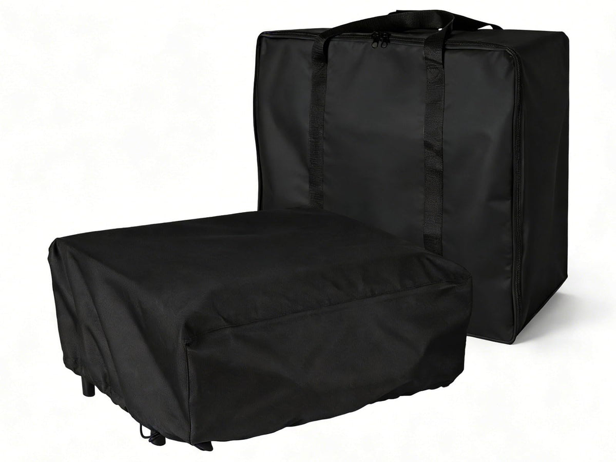 bbq777 front view of cover and carry bag showing protection benefit