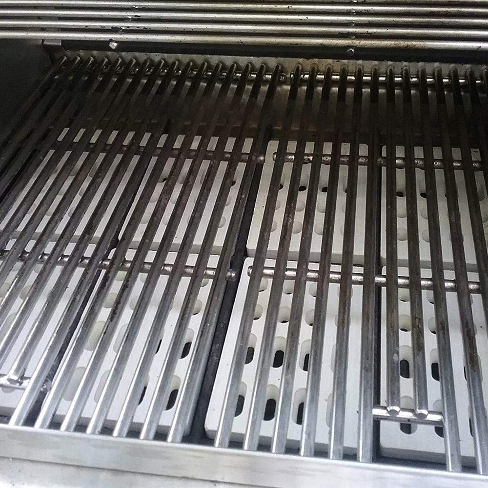 bbq777 briquette placed next to ruler to confirm the 7 1/16" × 4 3/4" size and fit