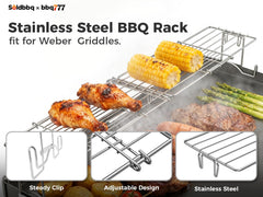 bbq777 tiered rack with toasted buns keeping food warm
