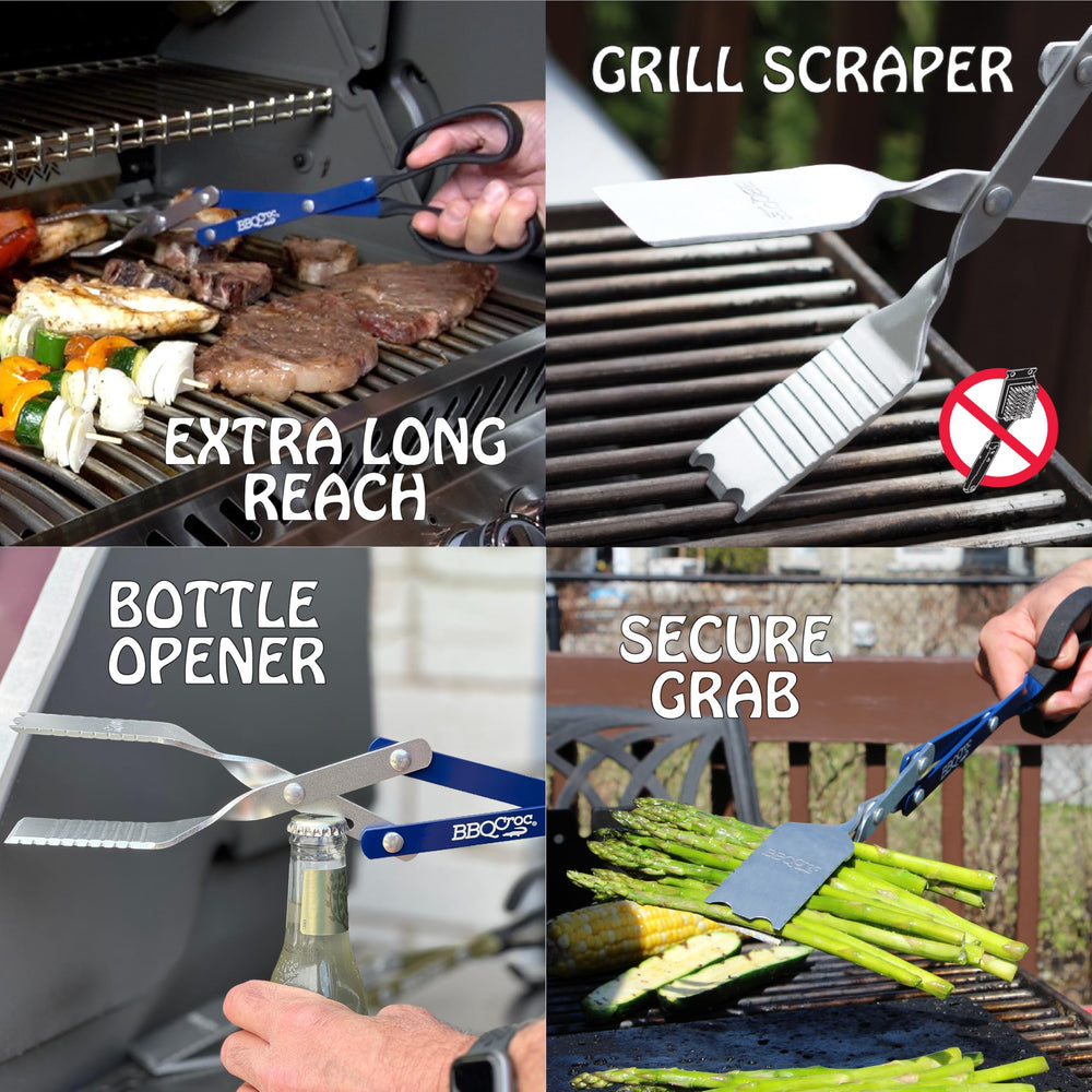 BBQCroc close-up of beveled spatula edges for easy food flipping benefit