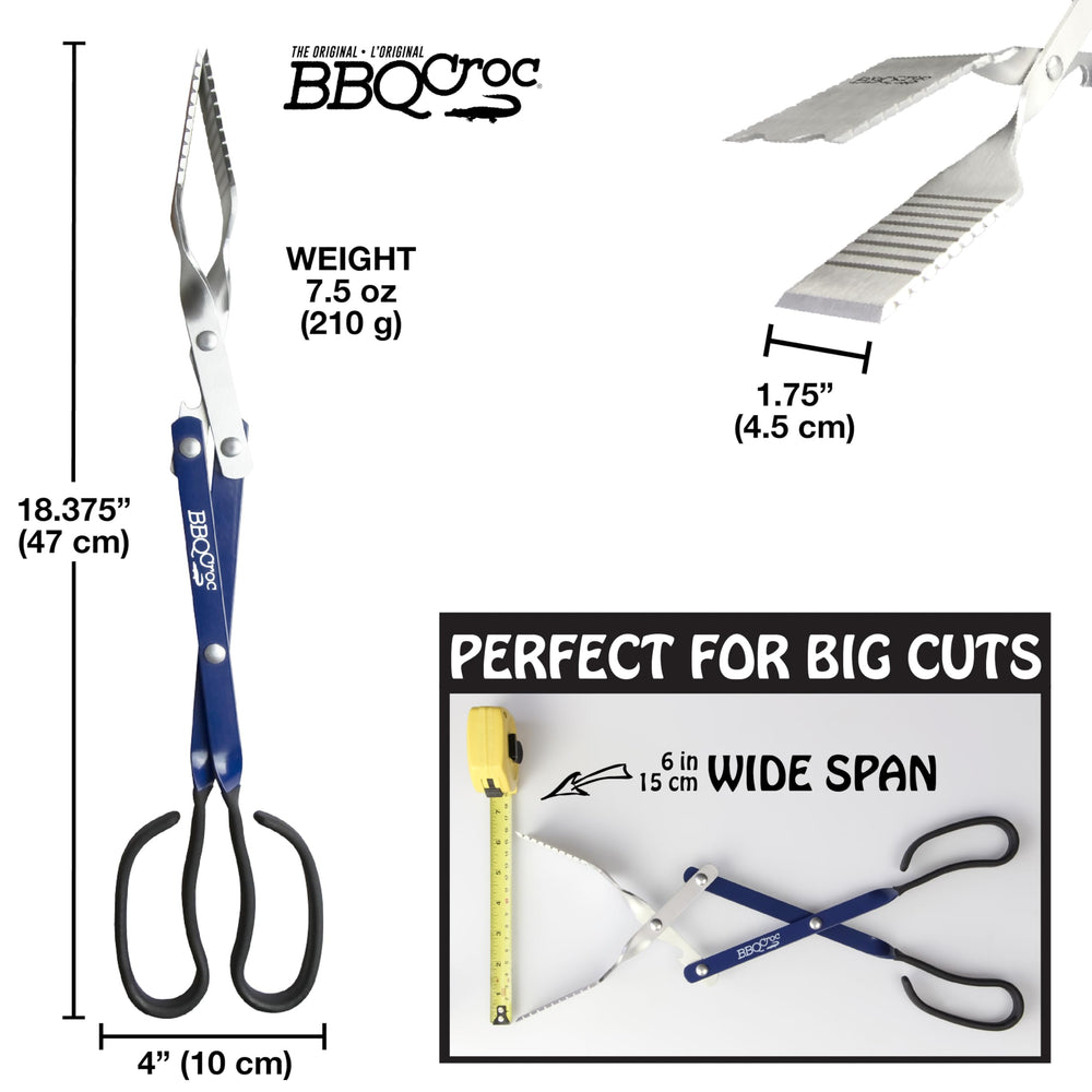 BBQCroc next to ruler showing 18-inch length for heat clearance benefit