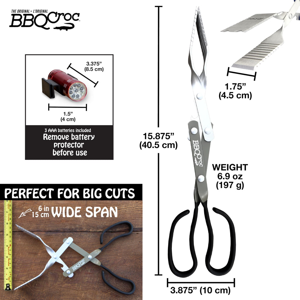 BBQCroc in backyard setting showing multitool convenience for casual grilling