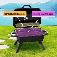 BBQCuker close-up of the 120 sq. in. warming rack keeping food hot
