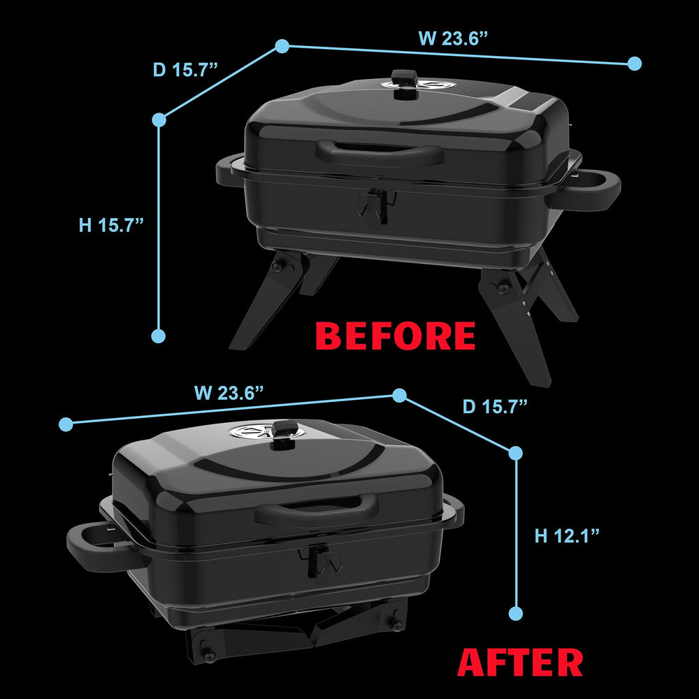 BBQCuker folded legs compact for transport and easy storage benefit